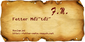 Fetter Máté névjegykártya